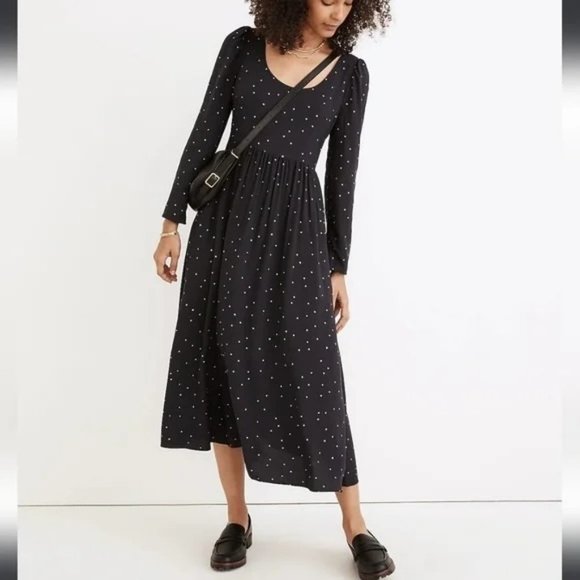 Madewell Dresses & Skirts - NWT Madewell Alicia Long-Sleeve Scoopneck Midi Dress in Night Stars blue 14